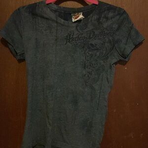 Harley Davidson navy tee with smoke-like detail. Purchased in VA beach